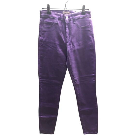 L'Agence Jeans Women's Size 25 Purple Coated Tapered Leg Cotton Blend - Picture 1 of 7